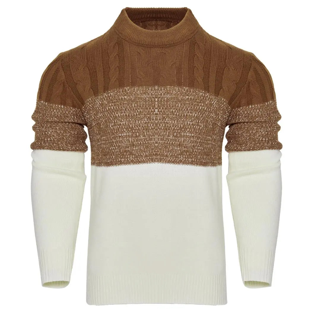 Giam - Long-sleeved, casual men's knitted jumper with colour blocks