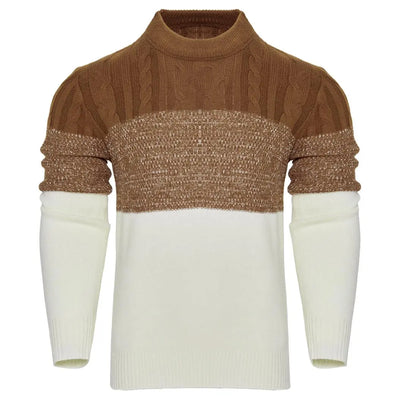 Giam - Long-sleeved, casual men's knitted jumper with colour blocks