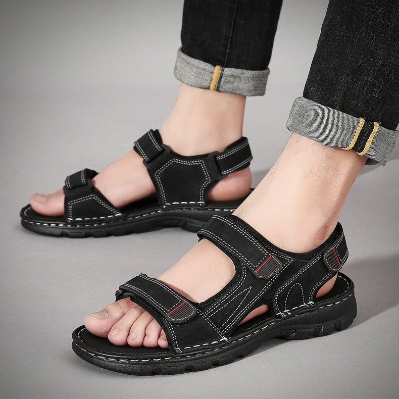 Men's casual sandals black adjustable straps - Hanoi