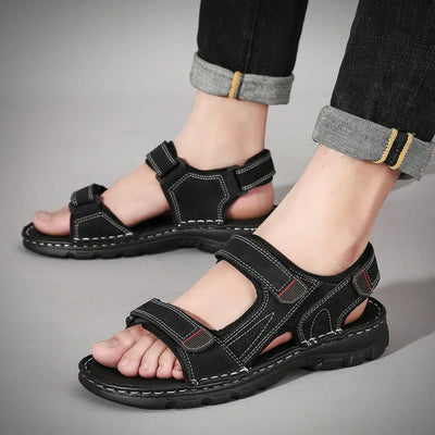 Men's casual sandals black adjustable straps - Hanoi