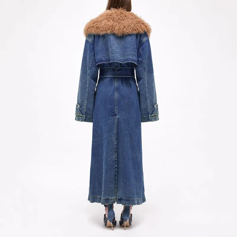 Danella - Trench coat in trendy denim for women
