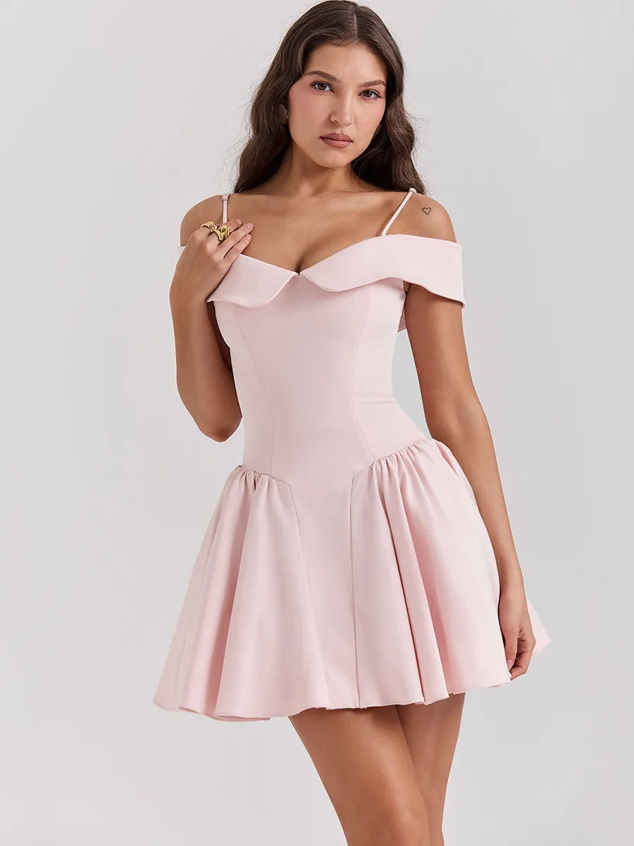 Karli - Flattering dropped shoulder party dress