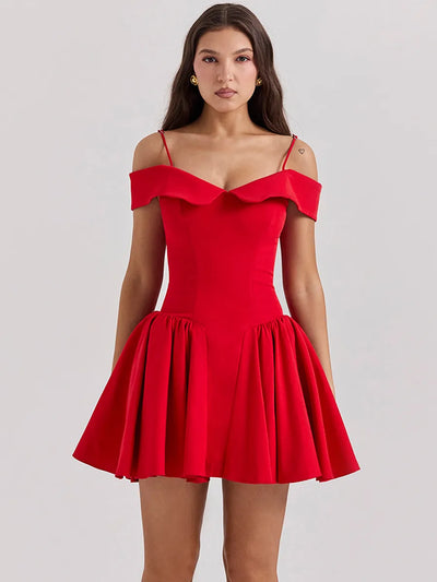 Karli - Flattering dropped shoulder party dress