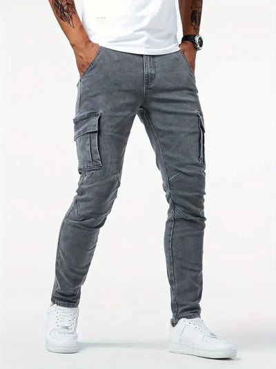 Men's light blue stretch denim cargo trousers - Denver