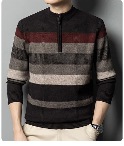 Dominique - Men's knitted jumper with contrasting stripes