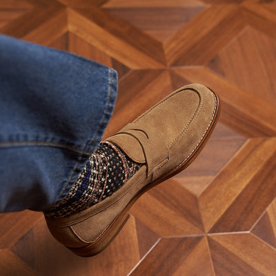 Men's brown classic style genuine leather loafers - Whitmore