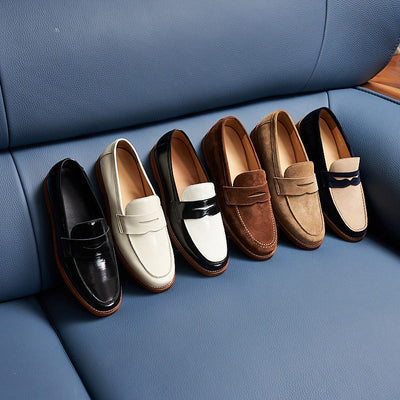 Men's brown classic style genuine leather loafers - Whitmore
