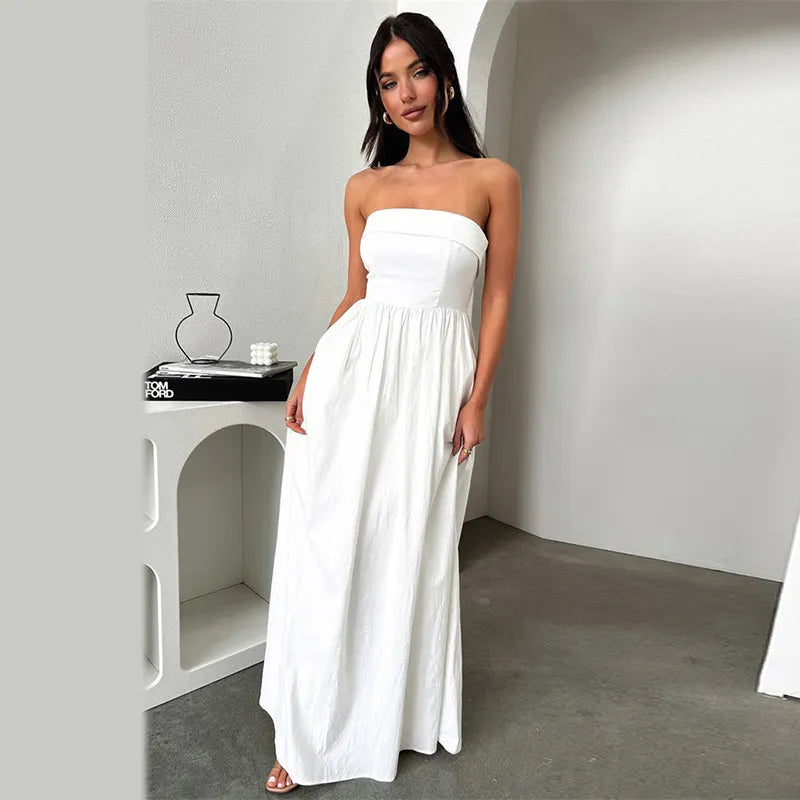 Jayla - Frenchy Solid Off-Shoulder Long Dress