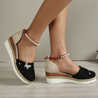 Jane - wedge heel sandals with bow for women