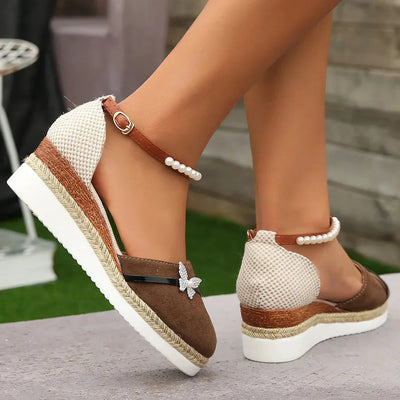Jane - wedge heel sandals with bow for women