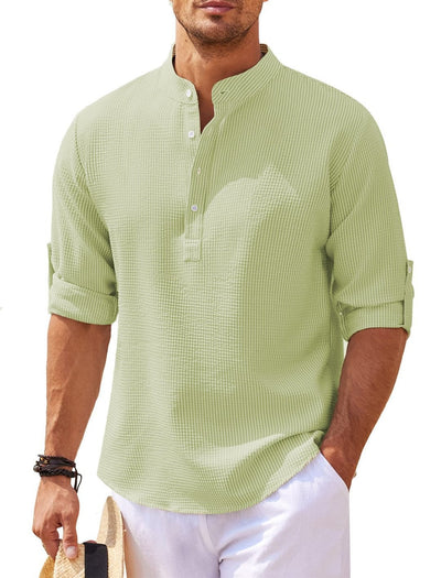 Men's shirt with mao collar in lightweight cotton casual style - Adrián