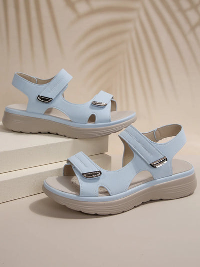 Kara - Sandals with thick heels and Velcro fasteners