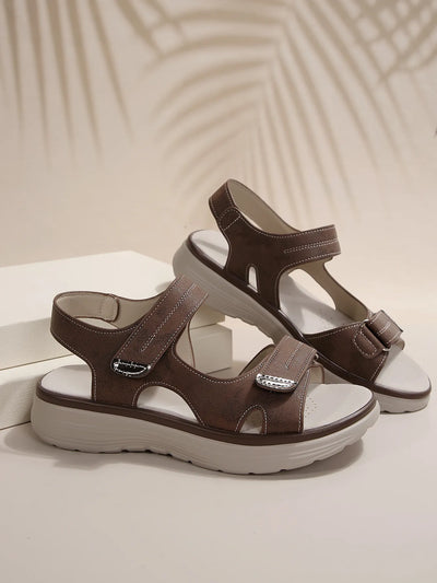 Kara - Sandals with thick heels and Velcro fasteners