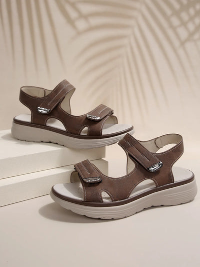 Kara - Sandals with thick heels and Velcro fasteners