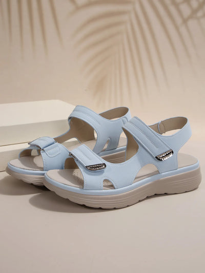Kara - Sandals with thick heels and Velcro fasteners