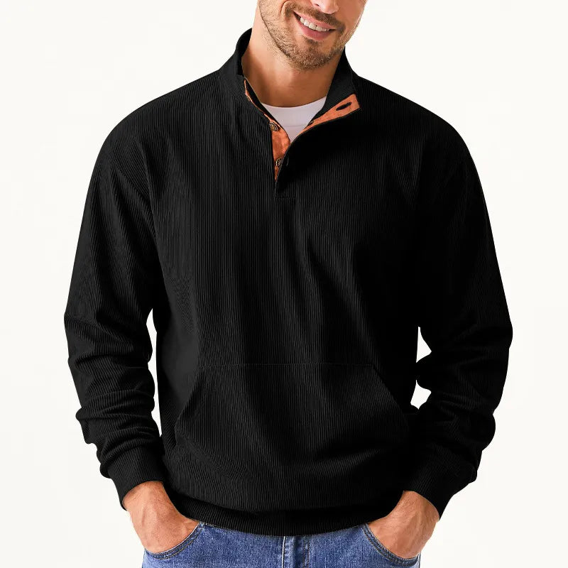 Kaym - Men's sweatshirt with stand-up collar and long sleeves with pockets