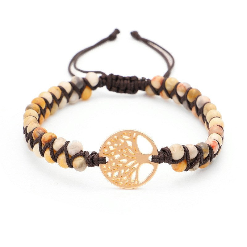 Yoga bracelet woven with tree of life charm