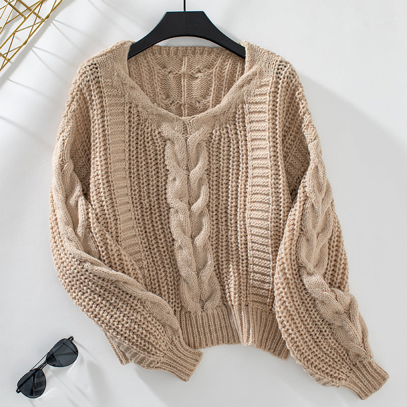 Women's Chunky Cable Knit Sweater - Relaxed Off-Shoulder Fit - Brielle