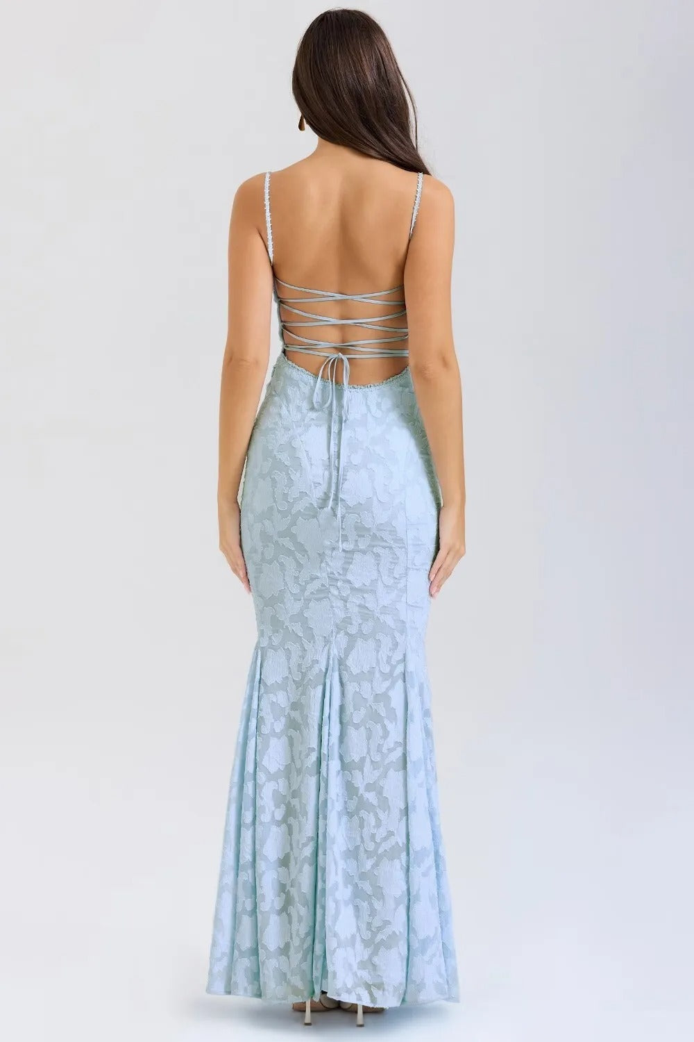Women's long dress with elegant mermaid lace straps - Aurélie