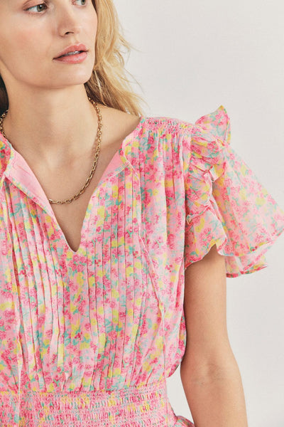 Ella - Sweet Style Frilled Tiered Ruffle Floral Printed Mini Dress