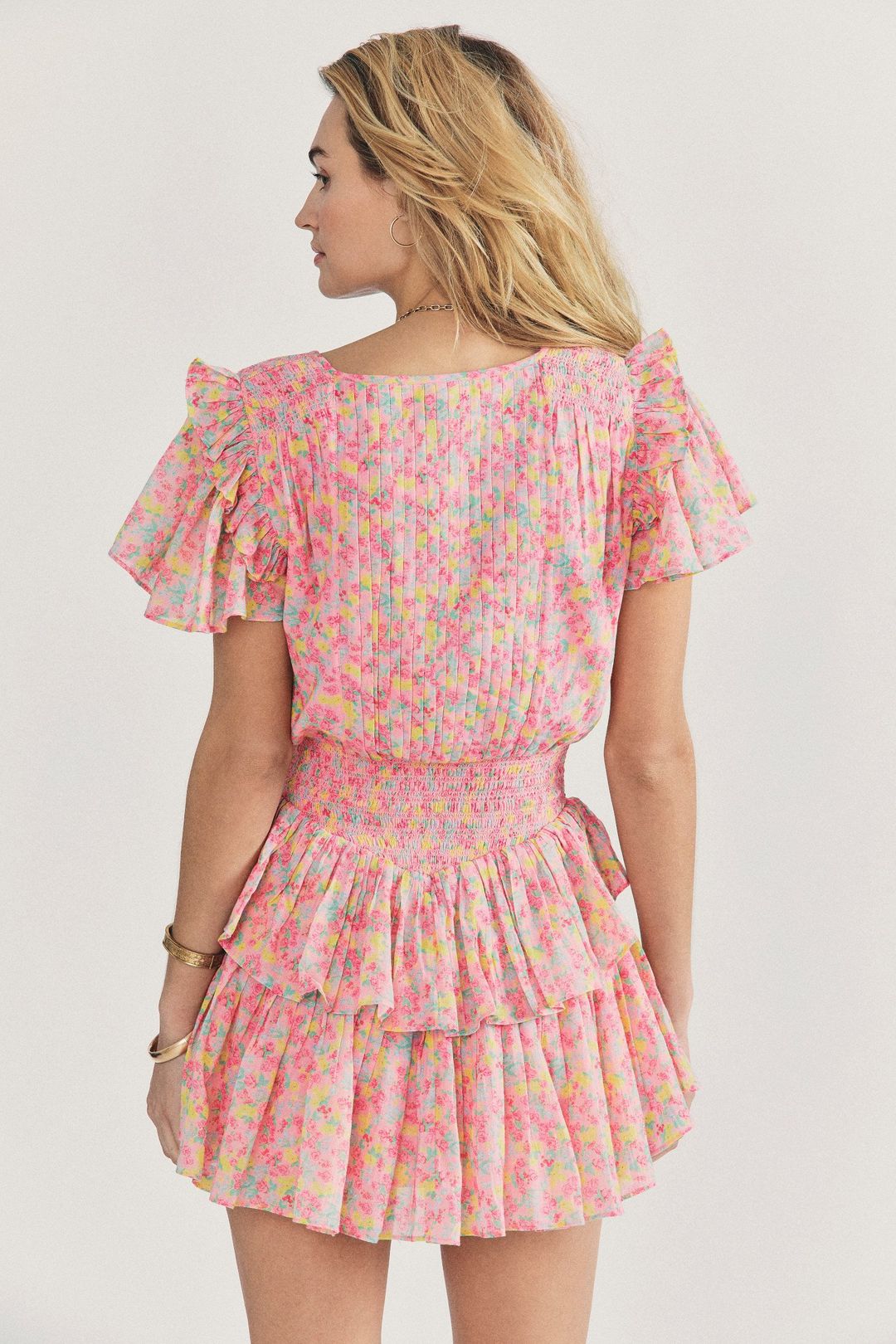 Ella - Sweet Style Frilled Tiered Ruffle Floral Printed Mini Dress