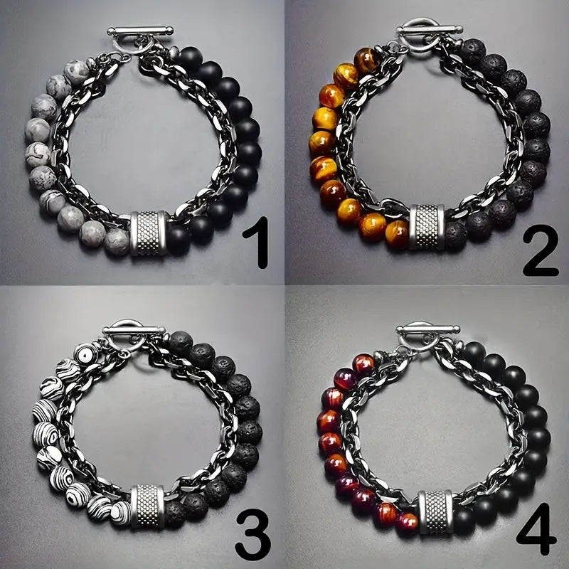 Steel Streaks Tiger bead bracelet