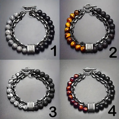 Steel Streaks Tiger bead bracelet