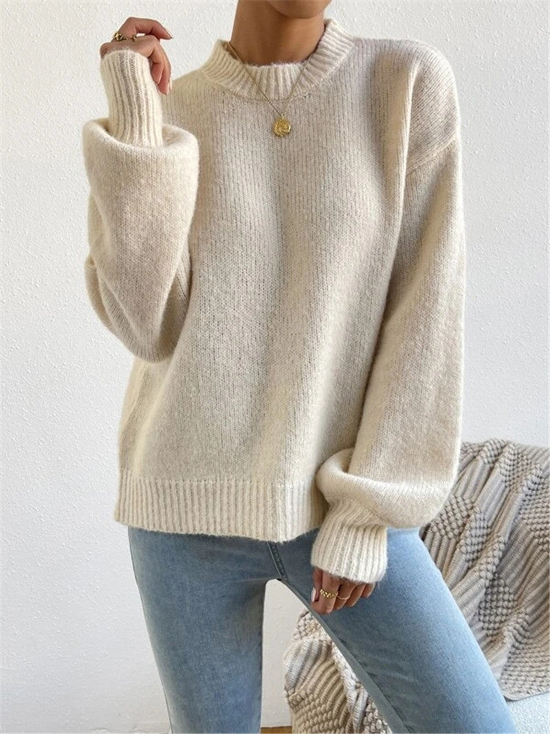 Women's Knit Sweater - Crew Neck Long Sleeve Pullover - Elodie