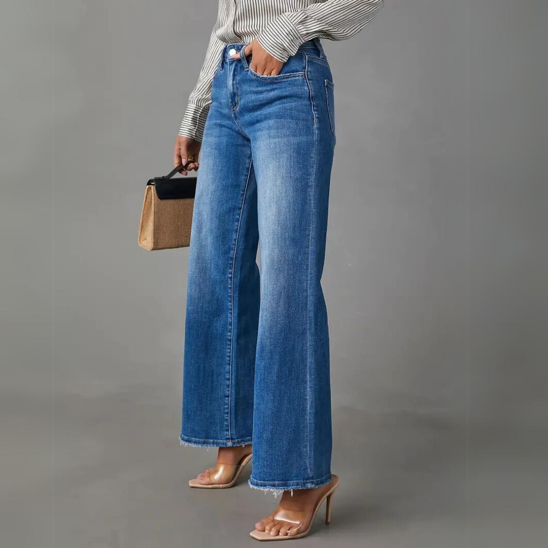 Jeans - Women - High Waist Wide Leg - Classic Blue - Danika