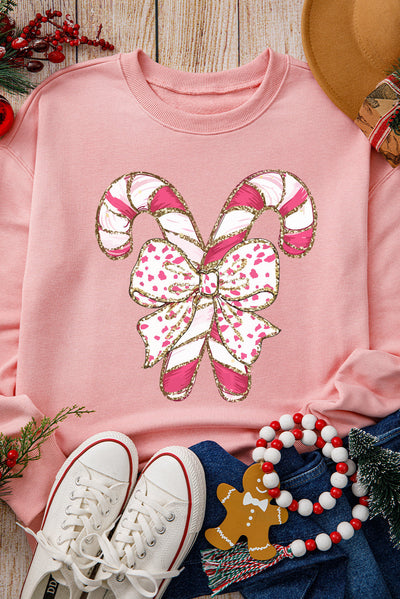 Sweatshirt - Women - Candy Cane Print - Relaxed Fit - Amelina
