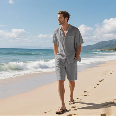 Men's summer set in breathable linen casual style - Mateo