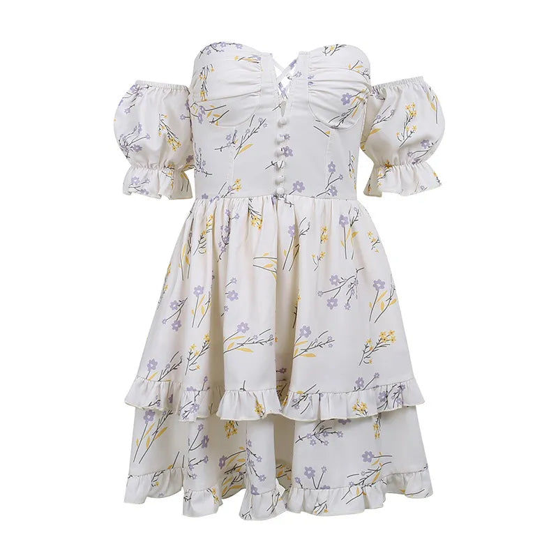 Nancy - Flower Cutout Small Wrap Dress