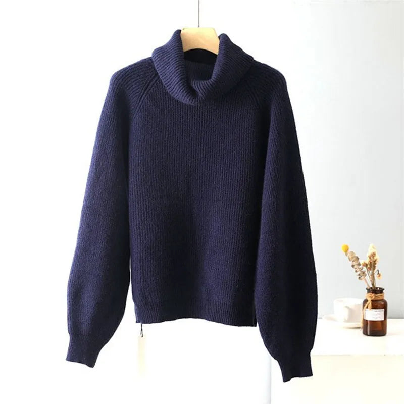 Aubrey - Single-coloured turtleneck jumper for women