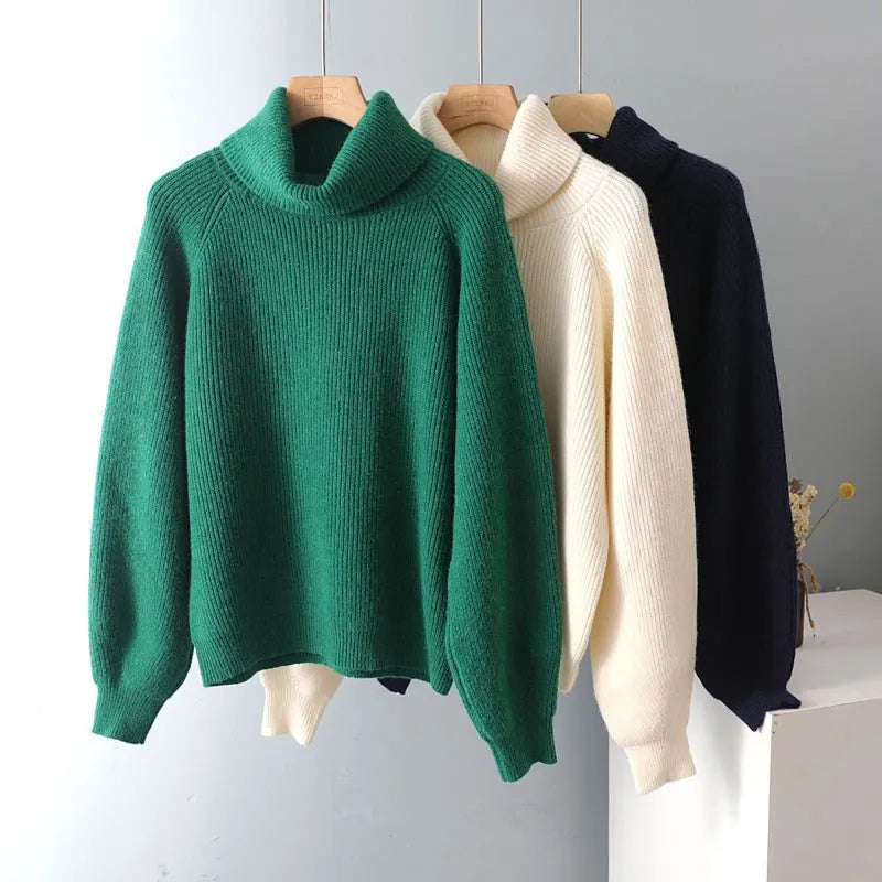 Aubrey - Single-coloured turtleneck jumper for women