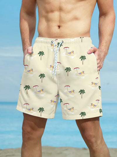 Tom - Beach shorts with palm tree pattern