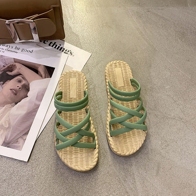 Roman style flat sandals with crossed straps - Soléa