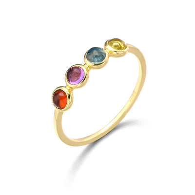 Women's Gold-Plated Natural Gemstone Ring Minimalist Design - Elina
