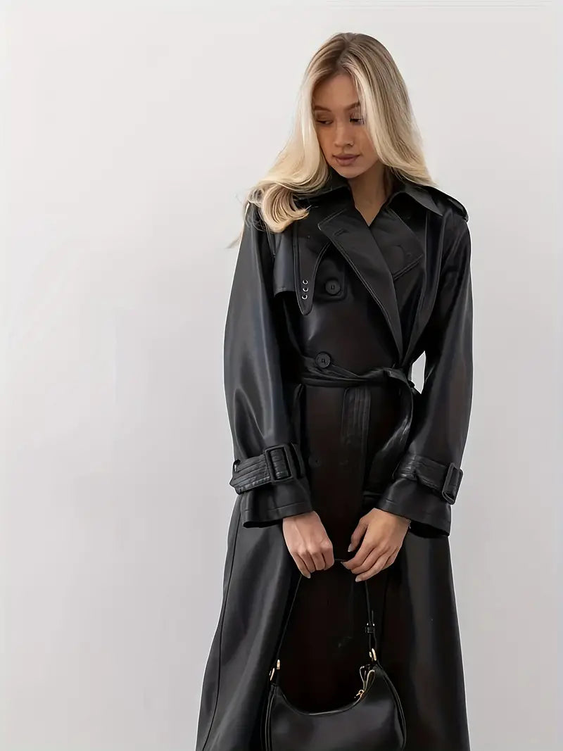 Leather trench coat with belt - Hayle