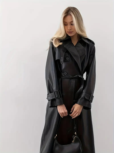 Leather trench coat with belt - Hayle