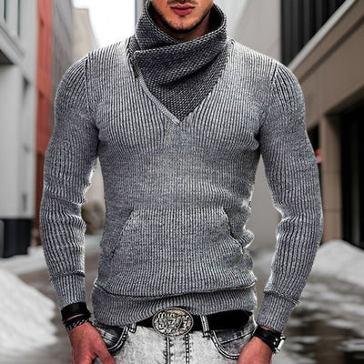 Darius - High-quality wool jumper with shawl collar
