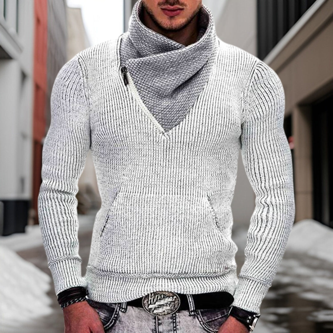 Darius - High-quality wool jumper with shawl collar