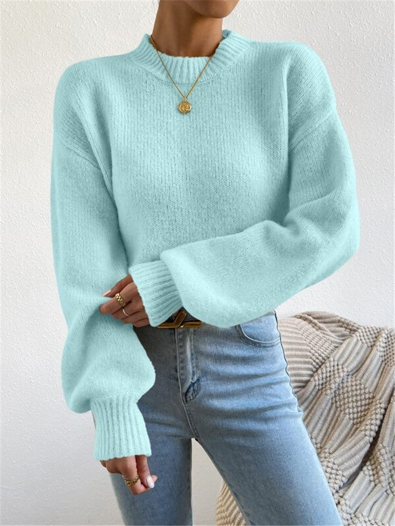 Women's Knit Sweater - Crew Neck Long Sleeve Pullover - Elodie
