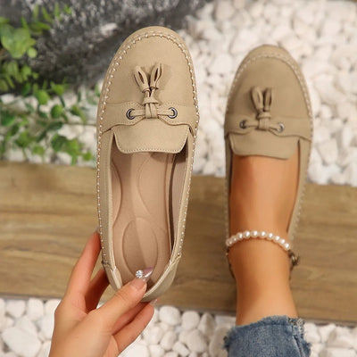 Women's slip-resistant flat loafers with bow detail - Martina
