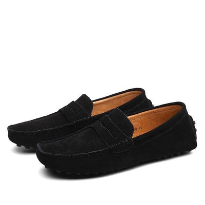 Men's genuine suede loafers casual style blue - Larkstone