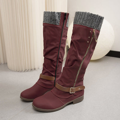 Long boots with zipper and wool detail - Mireille