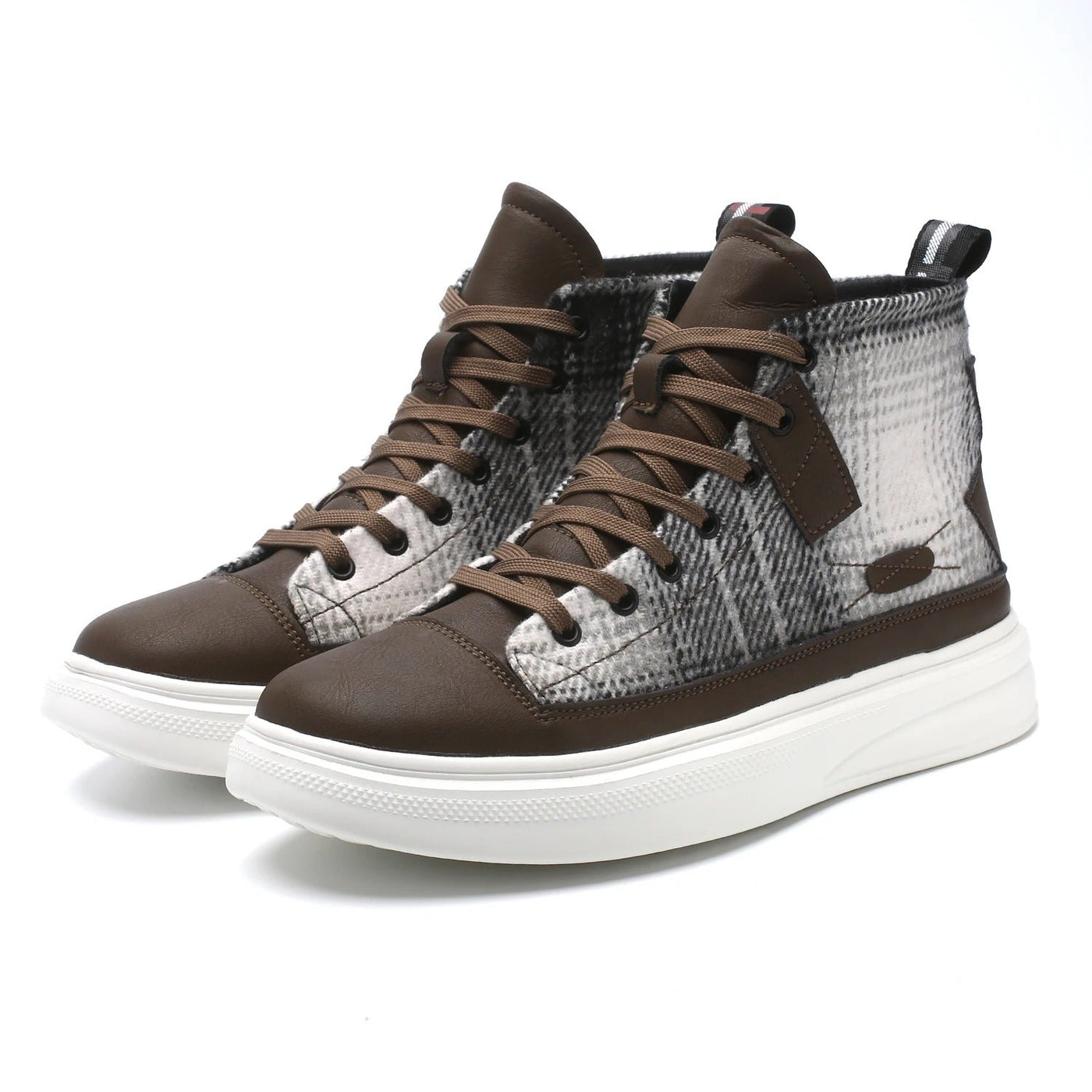 Chequered high-top trainers for men