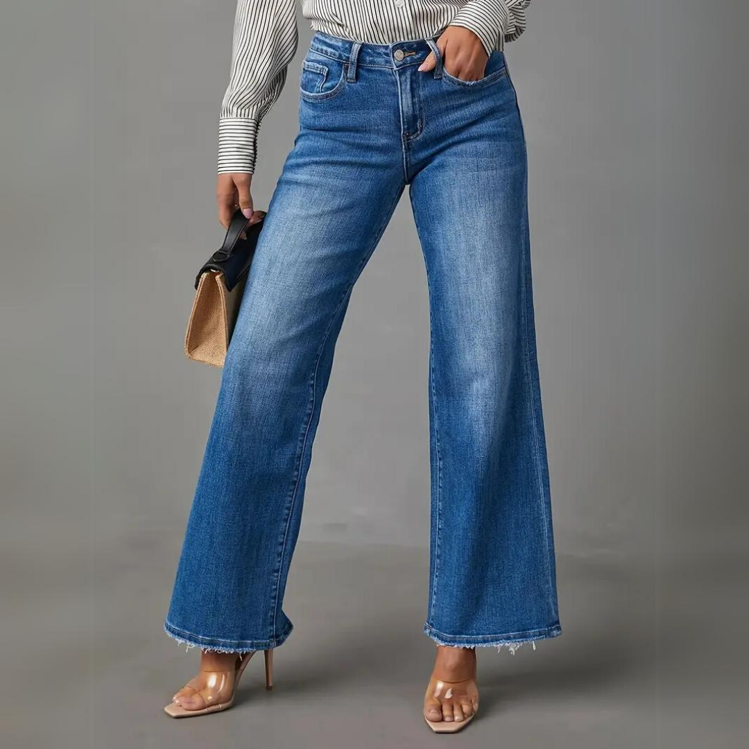 Jeans - Women - High Waist Wide Leg - Classic Blue - Danika
