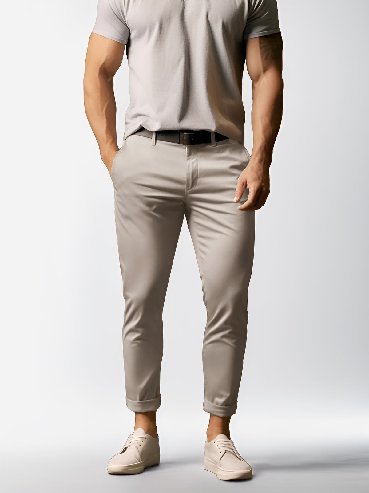High-quality, stretchy men's chinos made from easy-care cotton-blend fabric