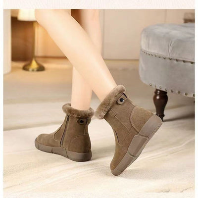 Alo - Ankle boots for women with flat heel and warm fleece lining