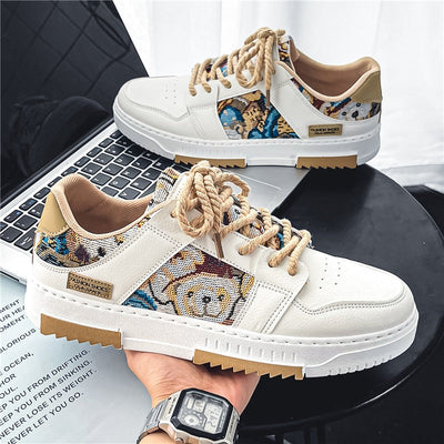 Men's sneakers embroidered panel casual style - Elías